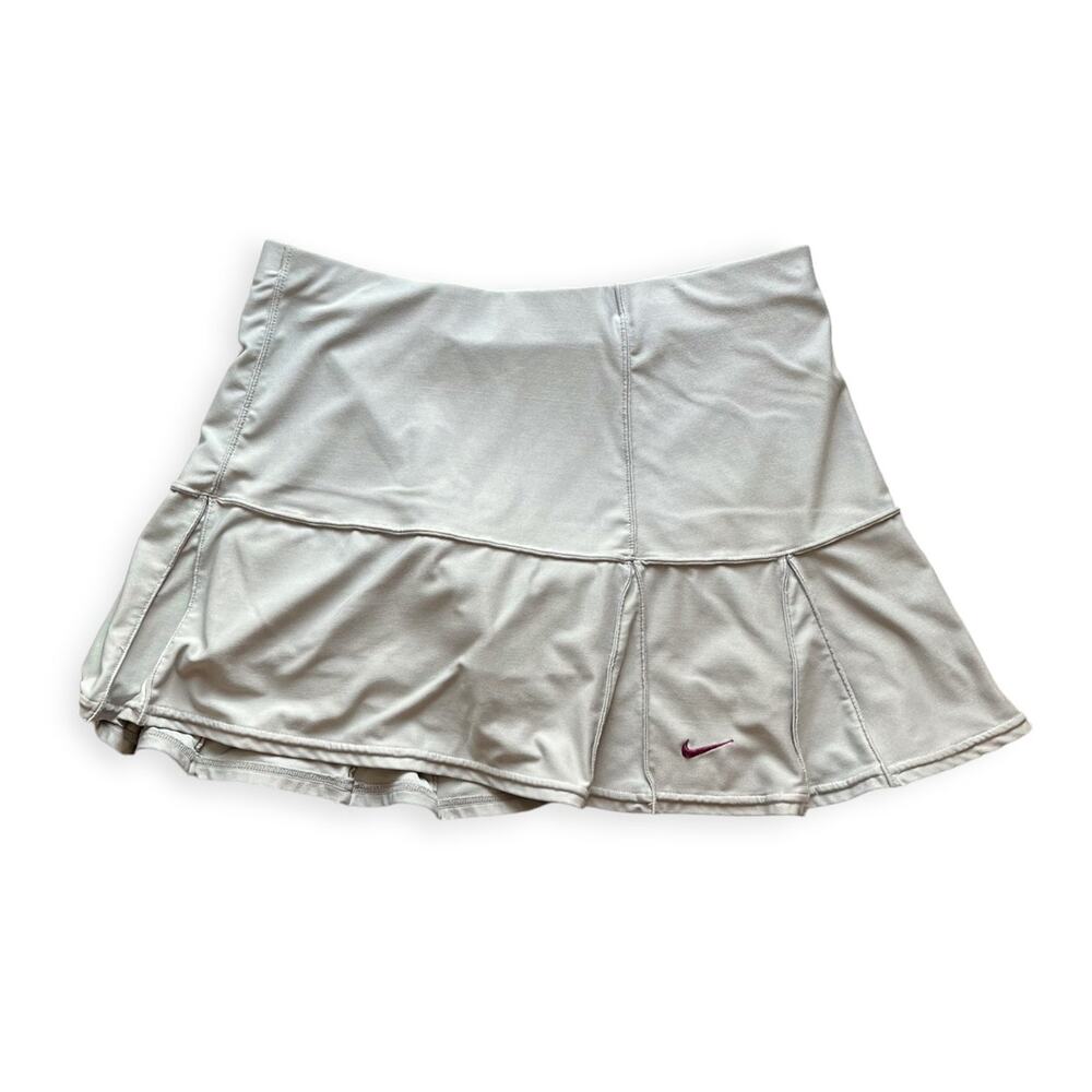 Nike Cream Mini Skirt with Logo Accent